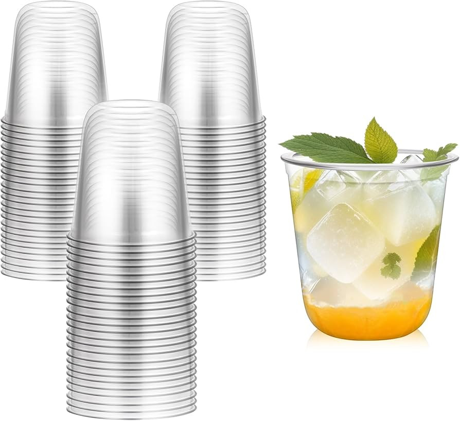 Disposable Stemless Glasses 12oz Crystal Plastic Cups Disposable Cold Party Drinking Cups Wine Gl... | Amazon (US)