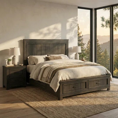 Lexee Queen Two Sided Storage Bed & Two Nightstands Bedroom Set | Wayfair North America