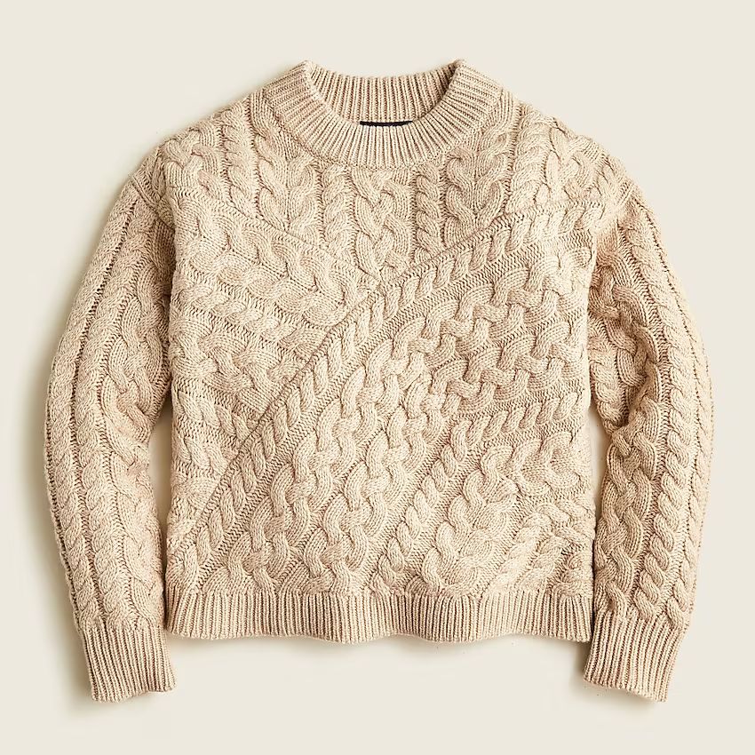 Curved cable-knit sweater | J.Crew US