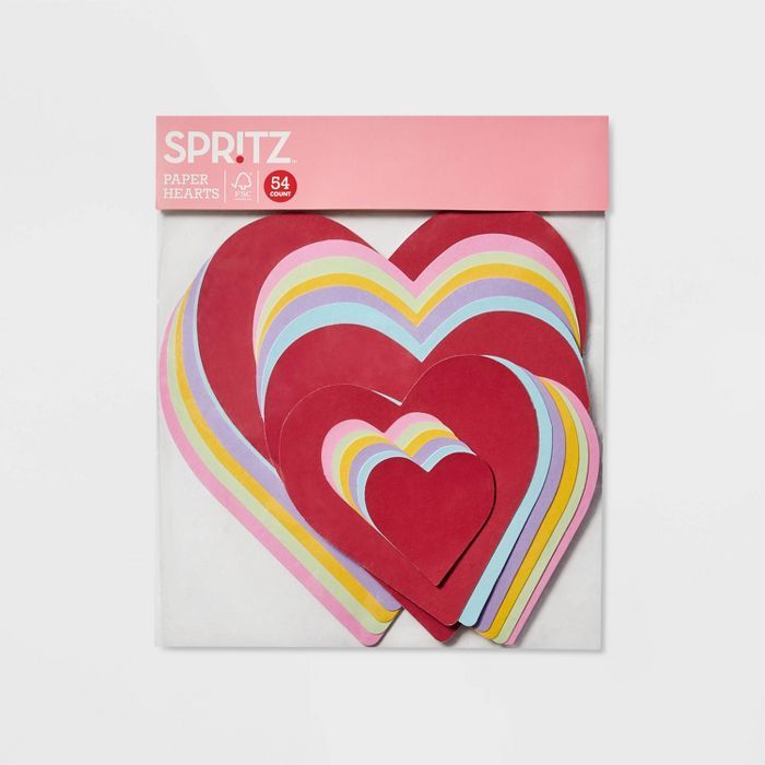 54ct 4 Sizes Diecut Paper Hearts - Spritz™ | Target