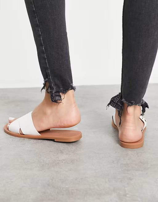 ASOS DESIGN Facts cross strap mule sandals in white | ASOS (Global)