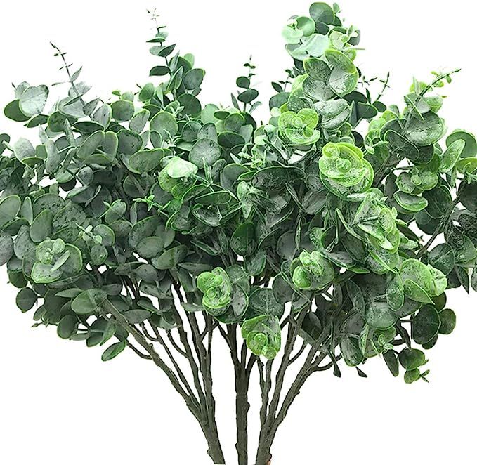 Aisamco 3 Pcs Faux Eucalyptus Leaves Spray Artificial Greenery Stems Fake Silver Dollar Eucalyptu... | Amazon (US)