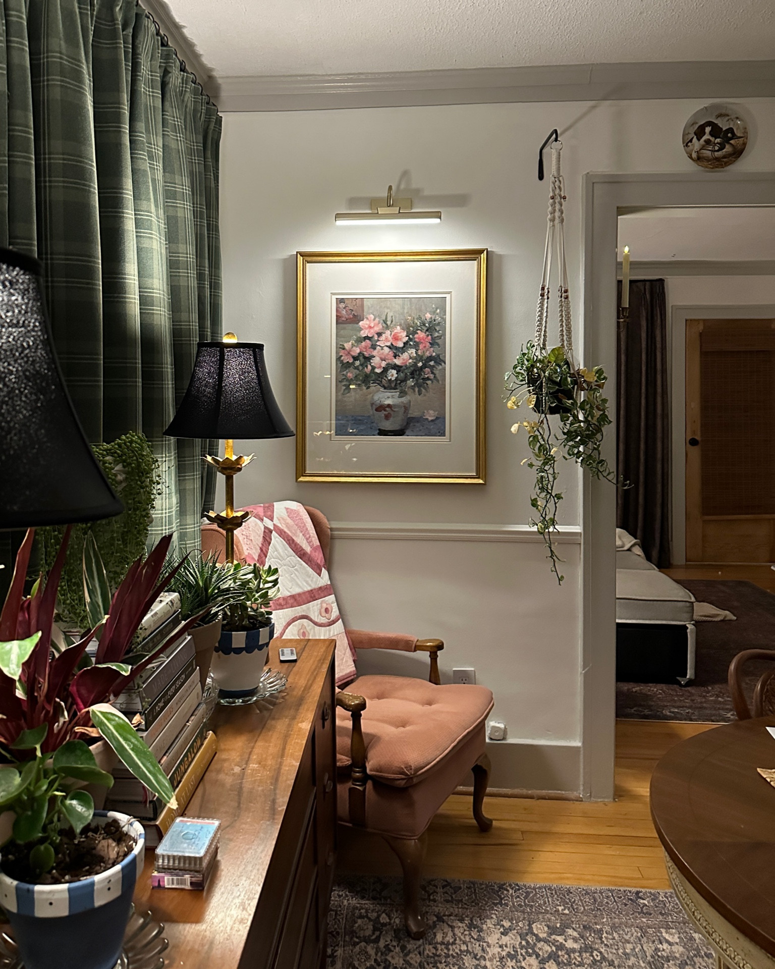 Amp up the cozy with rechargeable picture lights and battery candles