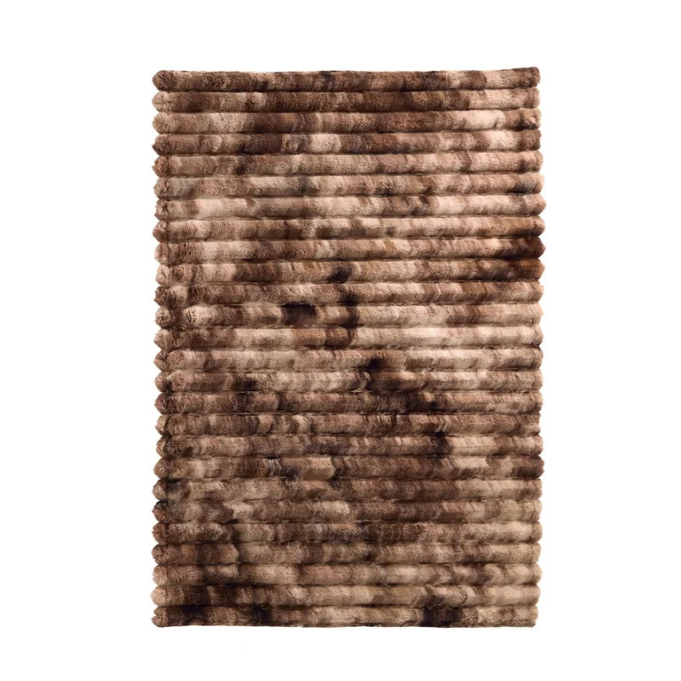 Better Homes & Gardens Brown Marbled Exaggerated Channel Faux Fur Oversized Throw, 50" x 72" | Walmart (US)