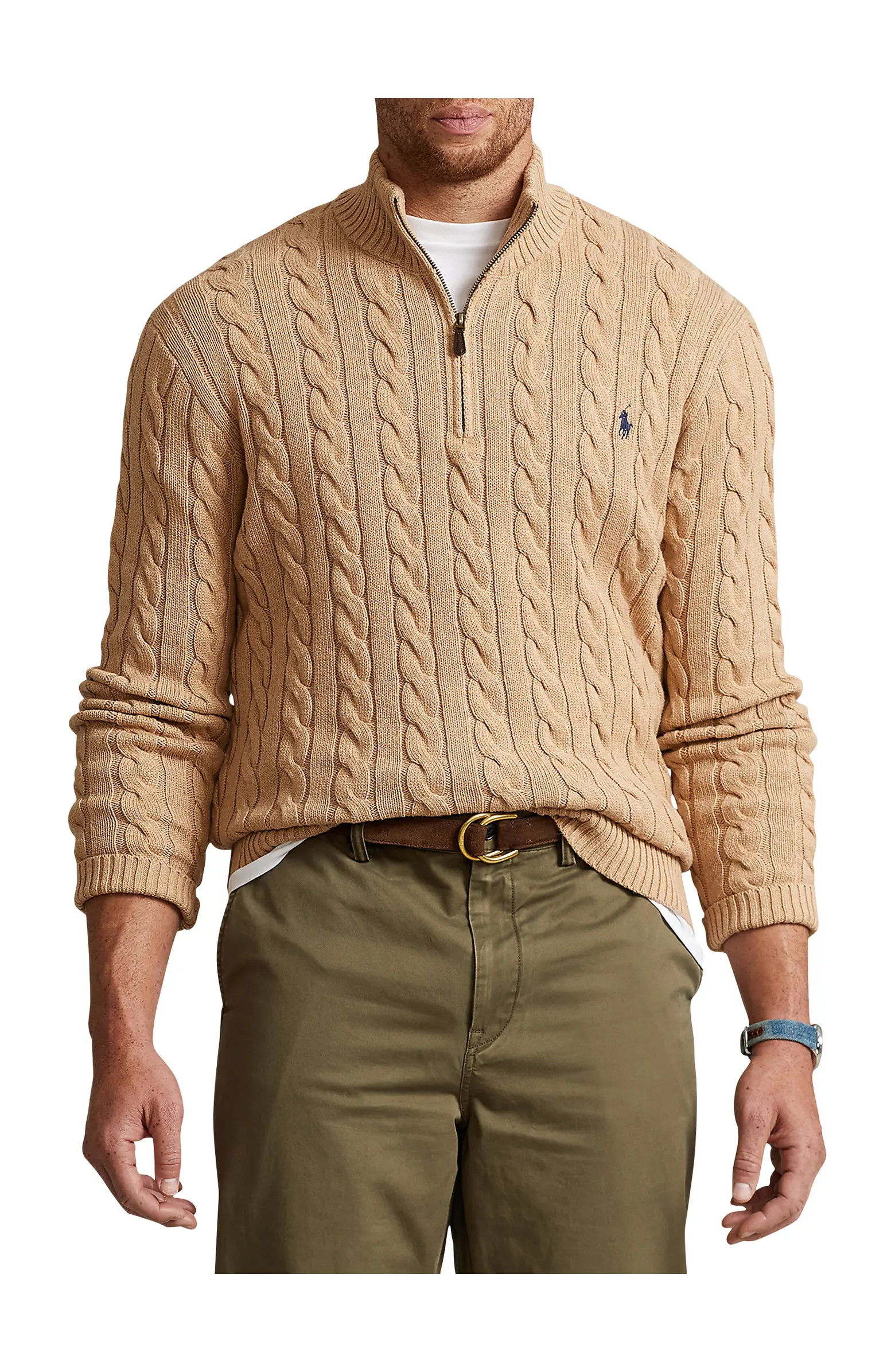 Big & Tall Cable Knit Cotton 1/4-Zip Sweater | Nordstrom