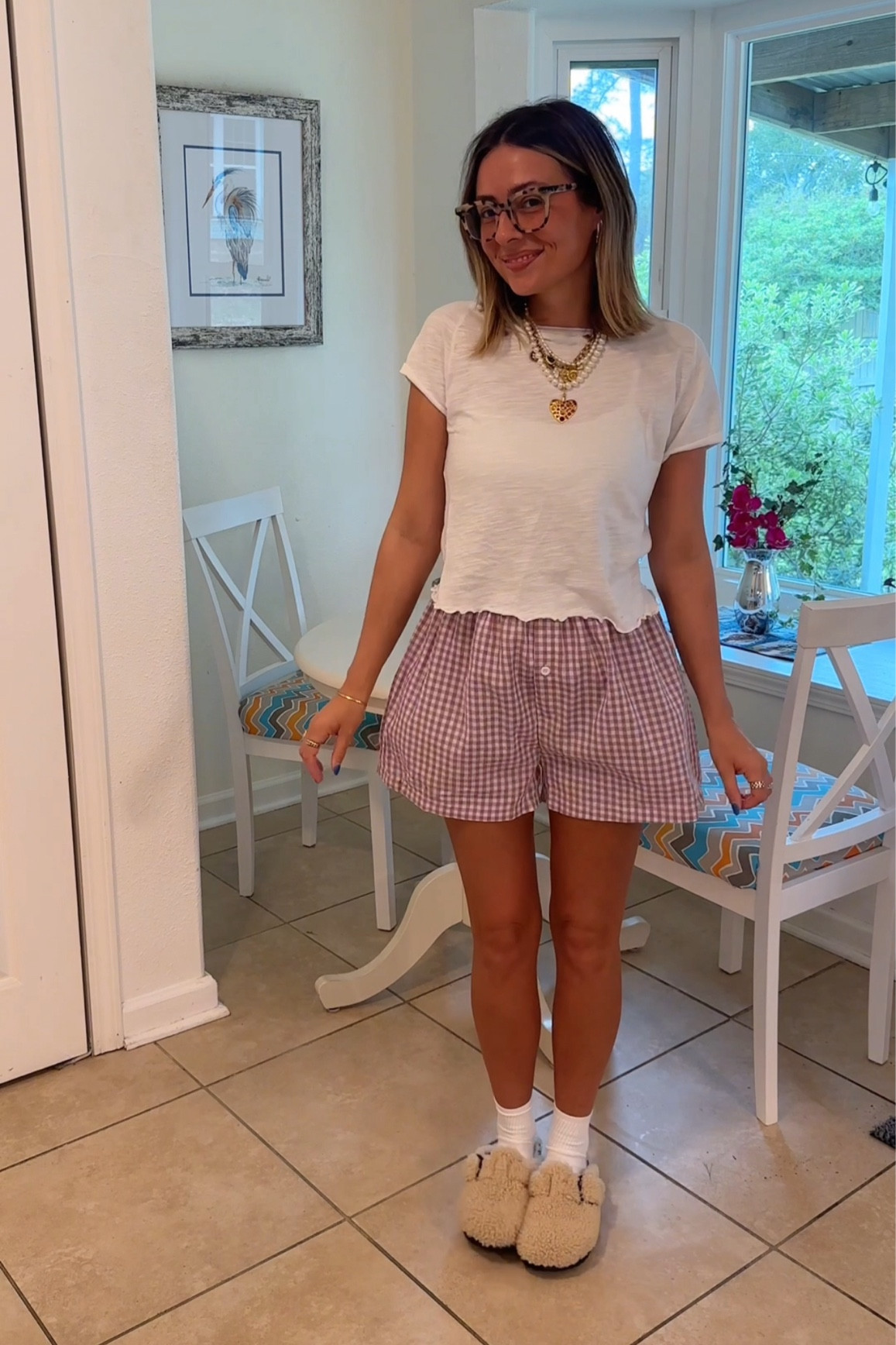 Small in the tee & medium in the shorts (size up!)