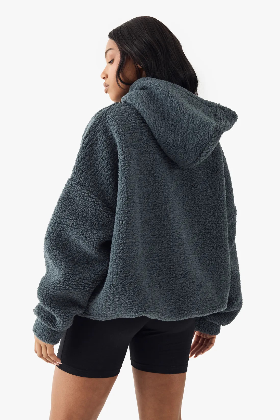 DSGN Studio Sport Applique Borg Hoodie | Boohoo.com (UK & IE)