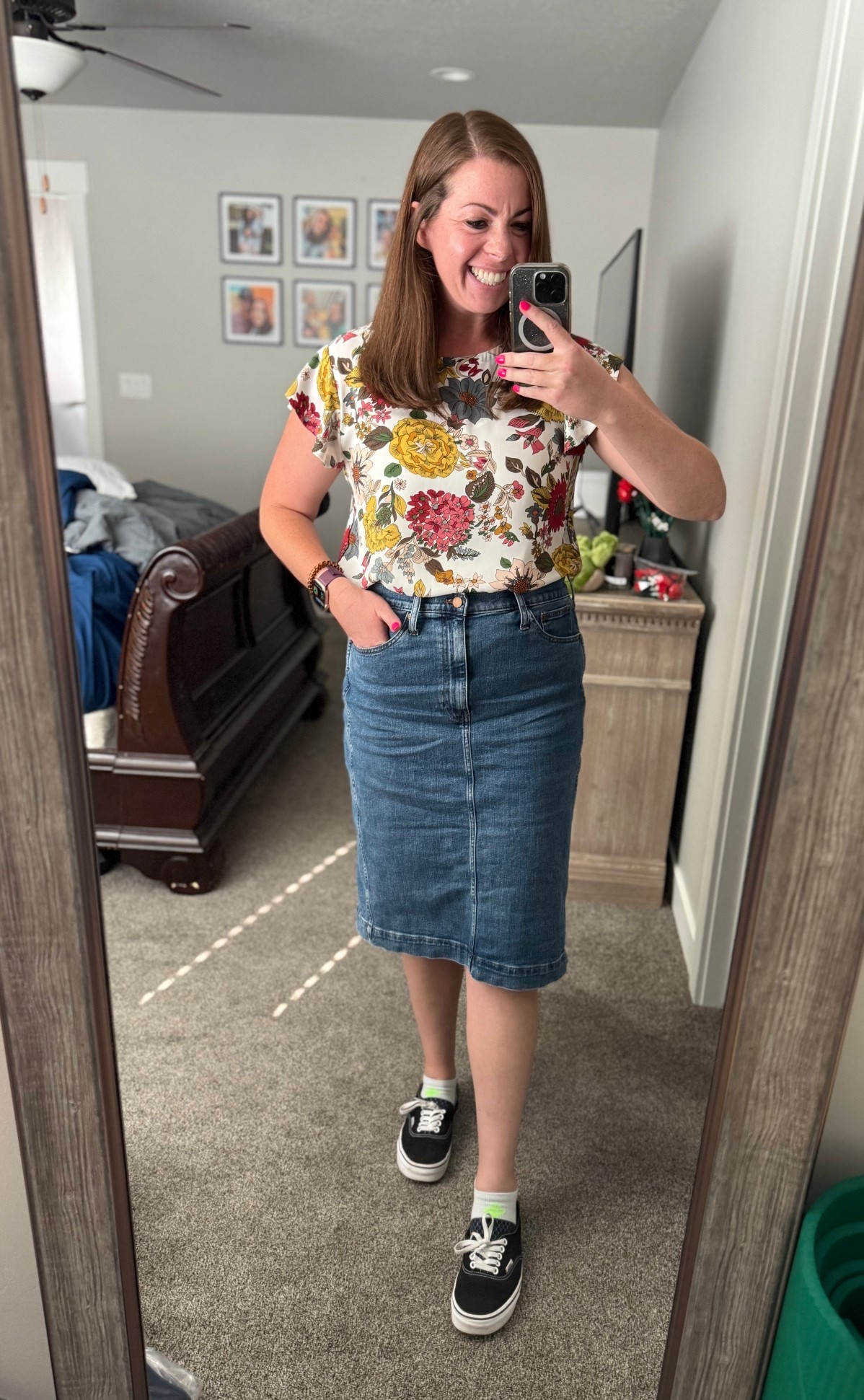 A Jean skirt is the best closet basic! In a 10. 

#LTKFindsUnder50 #LTKWorkwear #LTKMidsize