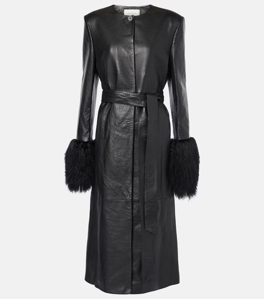Shearling-trimmed leather coat | Mytheresa (INTL)