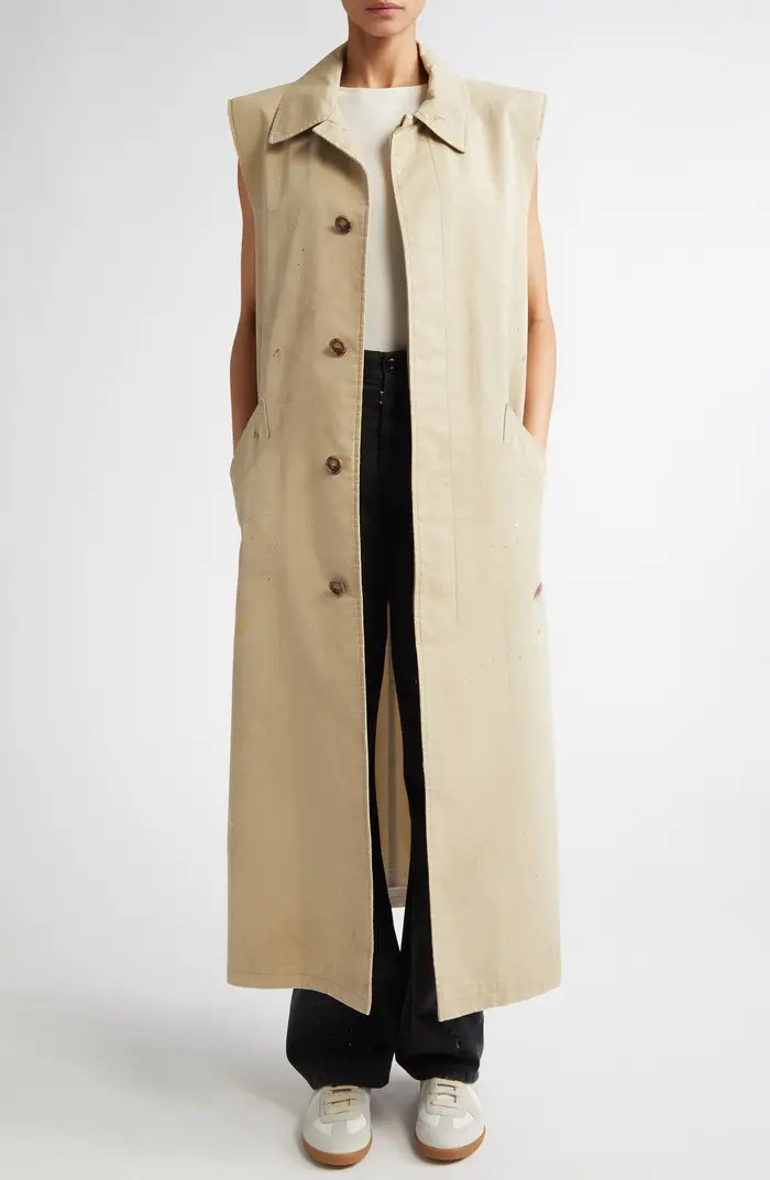 Paint Splatter Belted Gabardine Vest | Nordstrom