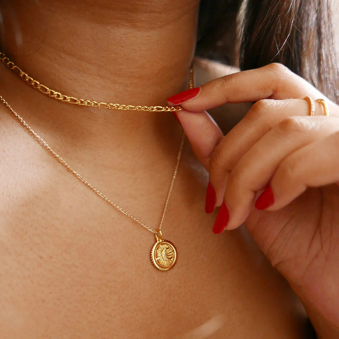 Pave Moon Medallion Necklace | Maison Miru