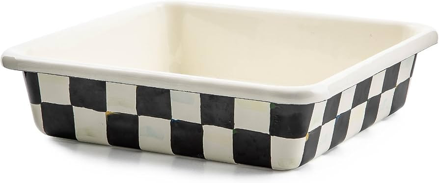 MACKENZIE-CHILDS 8-Inch Enamel Baking Pan, Metal Oven Pan for Baking, Black-and-White Courtly Che... | Amazon (US)