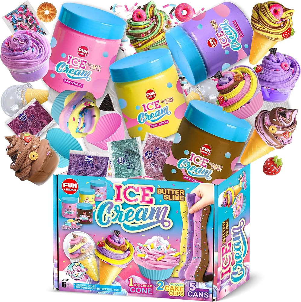 35.16 FL OZ Butter ICE Cream Girl Slime Pack, FunKidz Slime Kit for Girls 6-8 Jumbo 1040 ML Fluff... | Amazon (US)