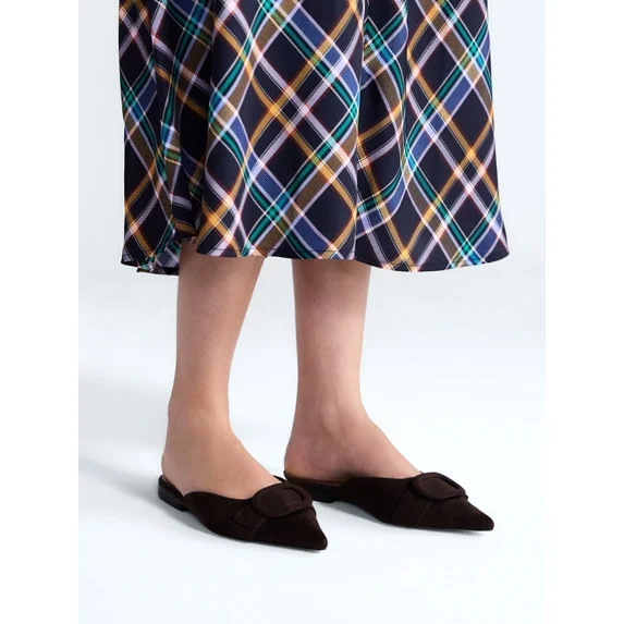 Free Assembly Women's Faux Suede Buckle Mules | Walmart (US)