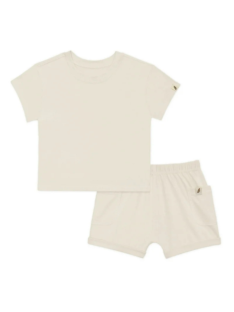 easy-peasy Baby Organic Cotton T-Shirt and Shorts Set, 2-Piece, Sizes 0-24 Months | Walmart (US)