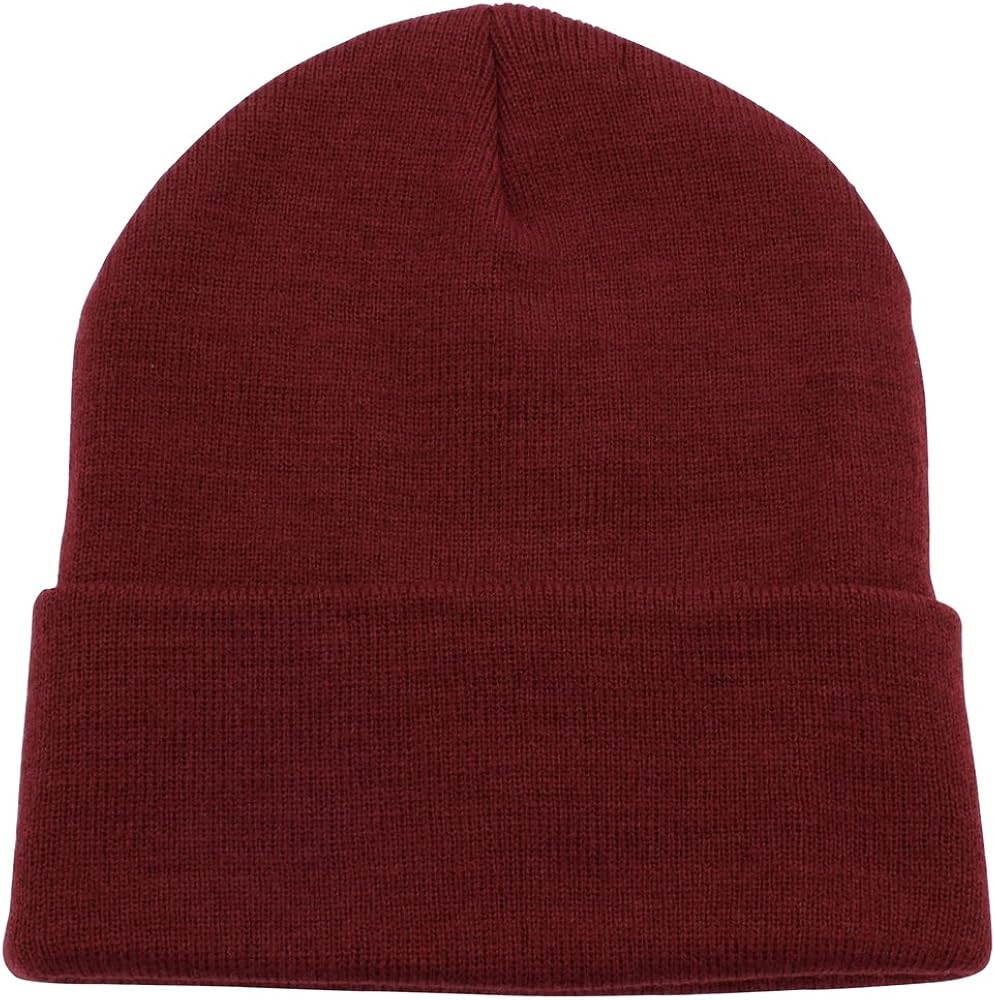 Top Level Beanie Men Women - Unisex Cuffed Plain Skull Knit Hat Cap | Amazon (US)