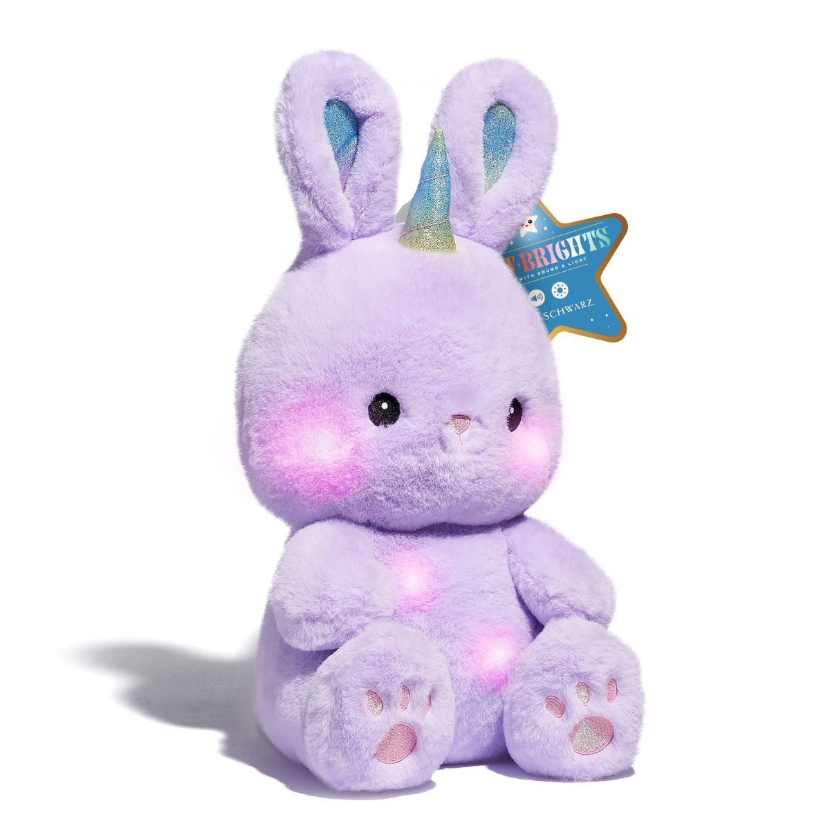 FAO Schwarz 15" Glow Brights LED with Sound Bunnycorn Toy Pink Plush | Target