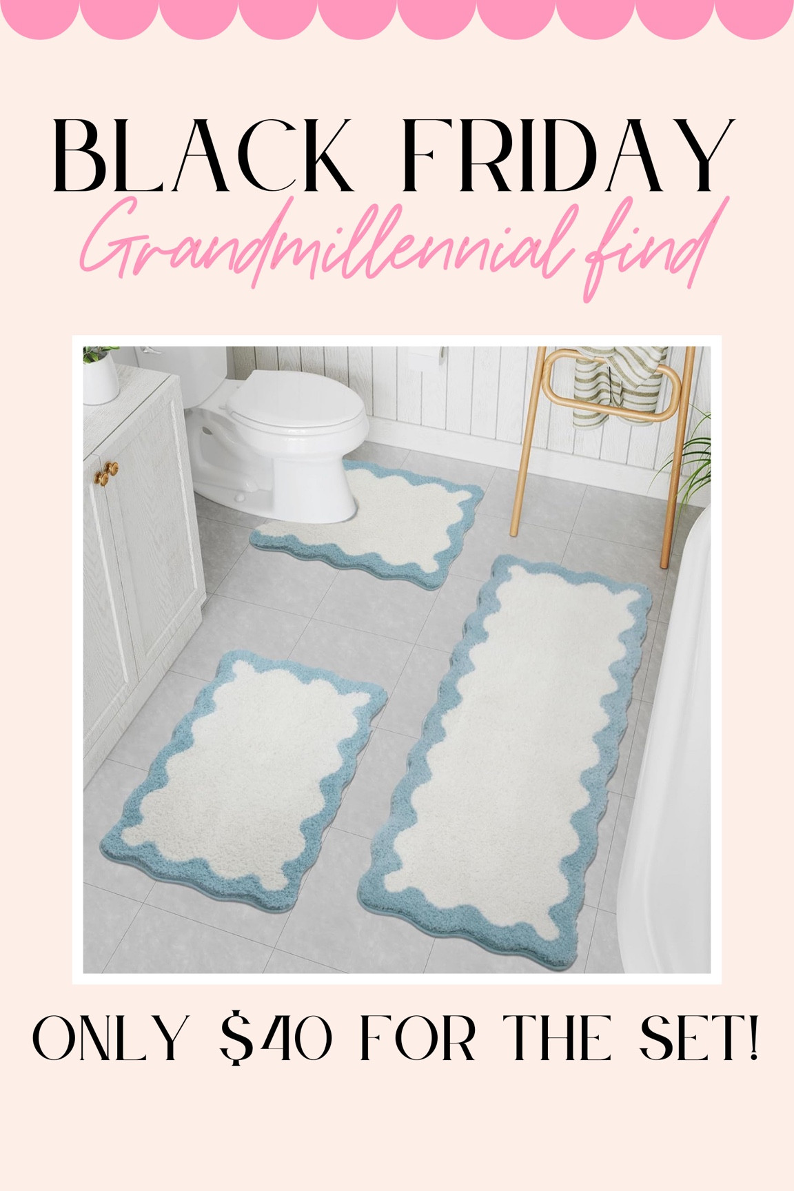 Ordered these blue scalloped bath mats for our new bathroom! Love the grandmillennial look for less.

#LTKHome #LTKCyberWeek