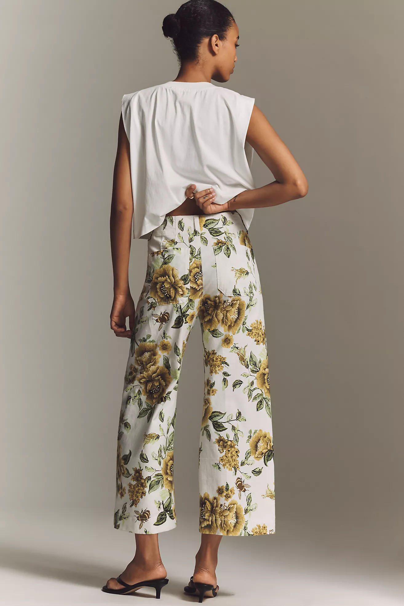 The Colette Printed Linen Blend Crop Wide-Leg Pants by Maeve | Anthropologie (US)