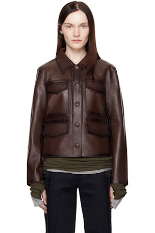 Brown Estrid Leather Jacket | SSENSE