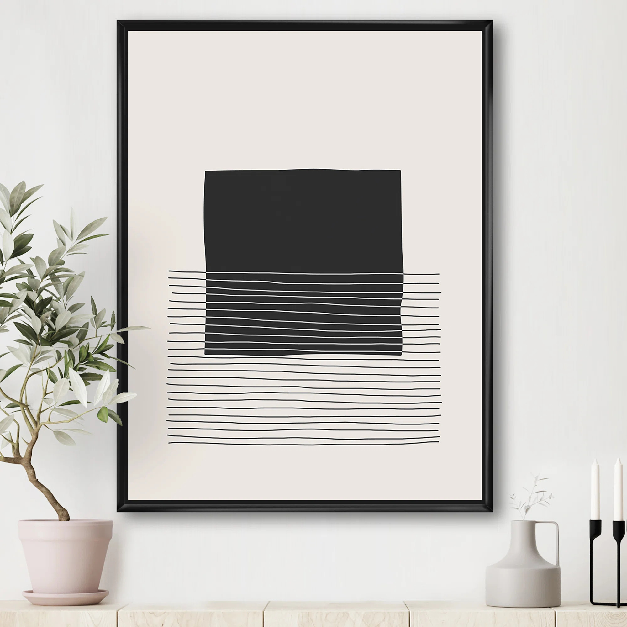 Kiro Minimal Geometric Lines and Squares VIII - Floater Frame Print on Canvas | Wayfair North America