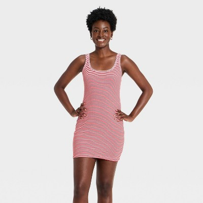 Women's Knit Mini Bodycon Dress - Universal Thread™ Red Striped S | Target