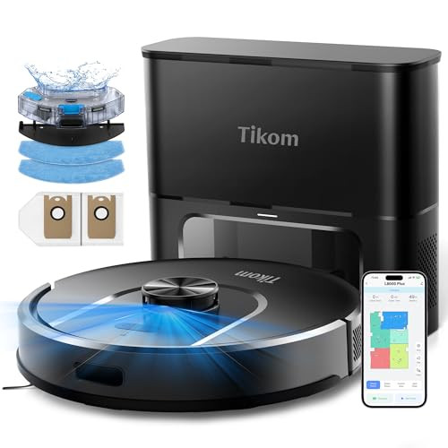 Tikom Robot Vacuum and Mop, 6000Pa Robotic Vacuum Cleaner with Self-Emptying Base, 90 Days Capaci... | Amazon (US)