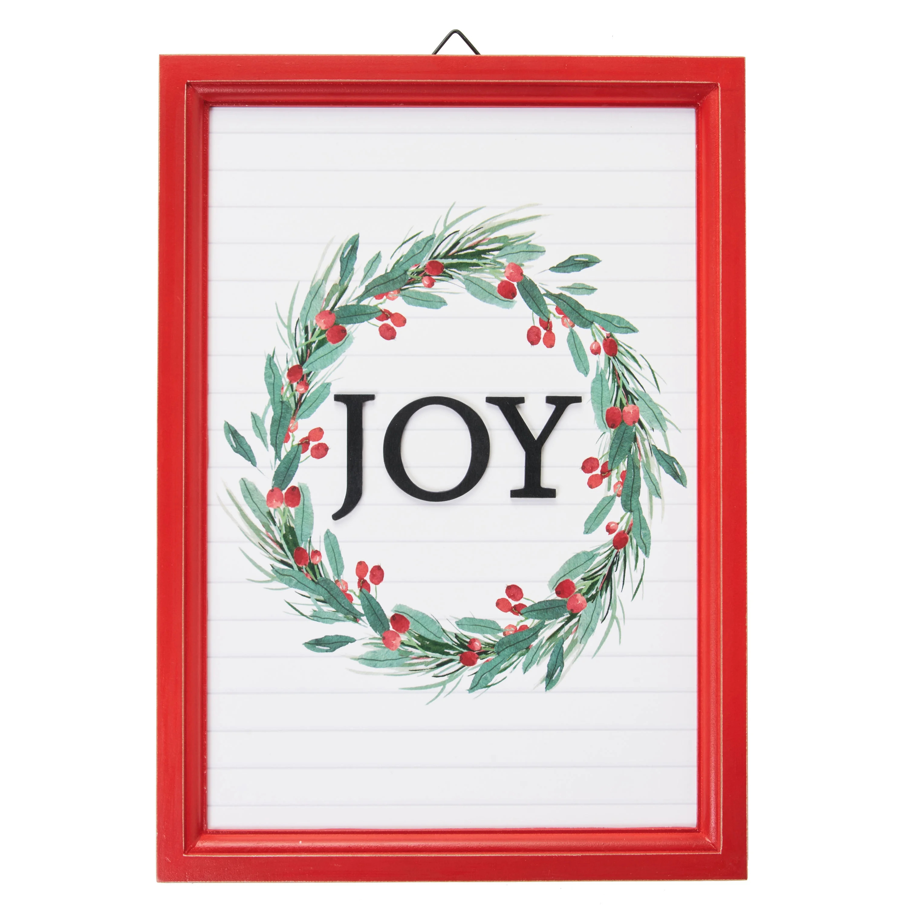 Holiday Time Framed Hanging Sign Decor, Joy Wreath | Walmart (US)