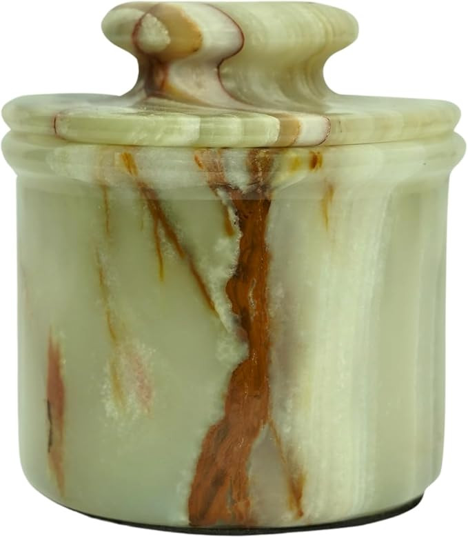 Green Onyx Butter Keeper - Round Marble Butter Dish for Countertop, 4" x 3.5" Butter Crock, Natur... | Amazon (US)