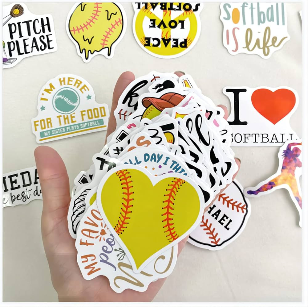 Softball Stickers 100PCS Baseball Accessories, Softball Gifts for Girls and Teen, Waterproof Viny... | Amazon (US)
