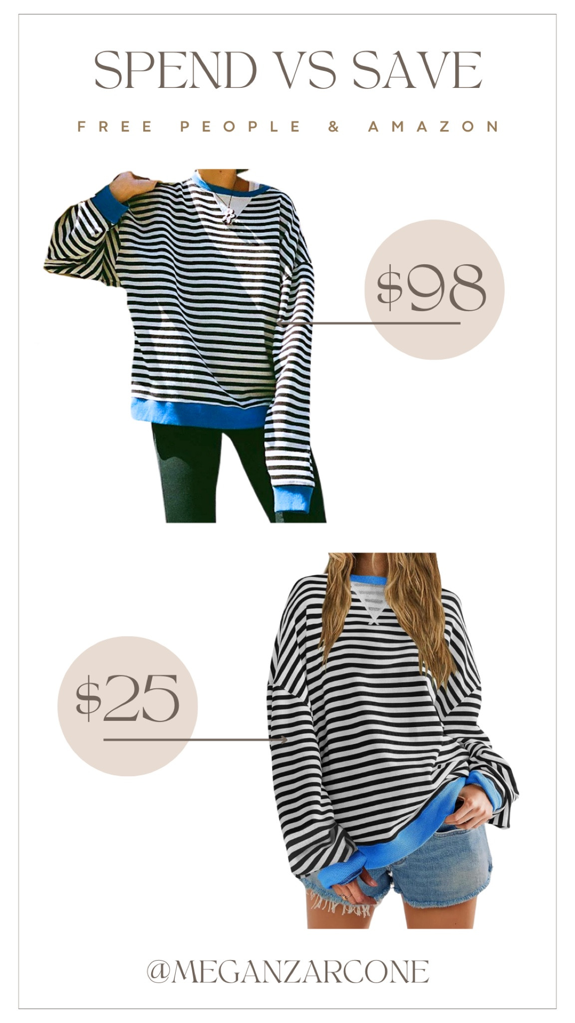 Spend Vs. Save! Free People and Amazon! Free people crew neck and Amazon crew neck. 
#Freepeople
#Amazon
#Freepeopledupe


#LTKSeasonal #LTKfindsunder100 #LTKstyletip