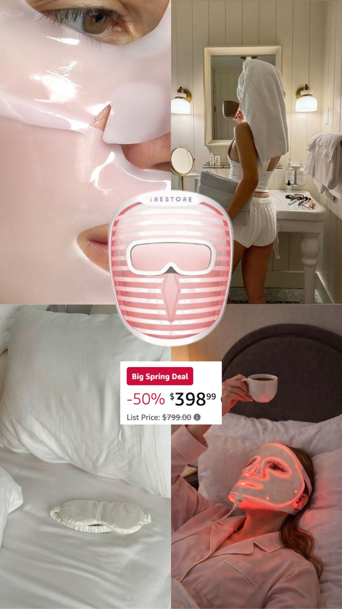 caption: the biggest spring deal is here! 🚨 i’ve been using the irestore led mask to level up my skincare game, and it’s officially 50% off. it’s an investment that actually pays off for skin rejuvenation and clarity. perfect for your "everything shower" night or a cozy wind-down routine. ☁️✨

#LTKselfcare