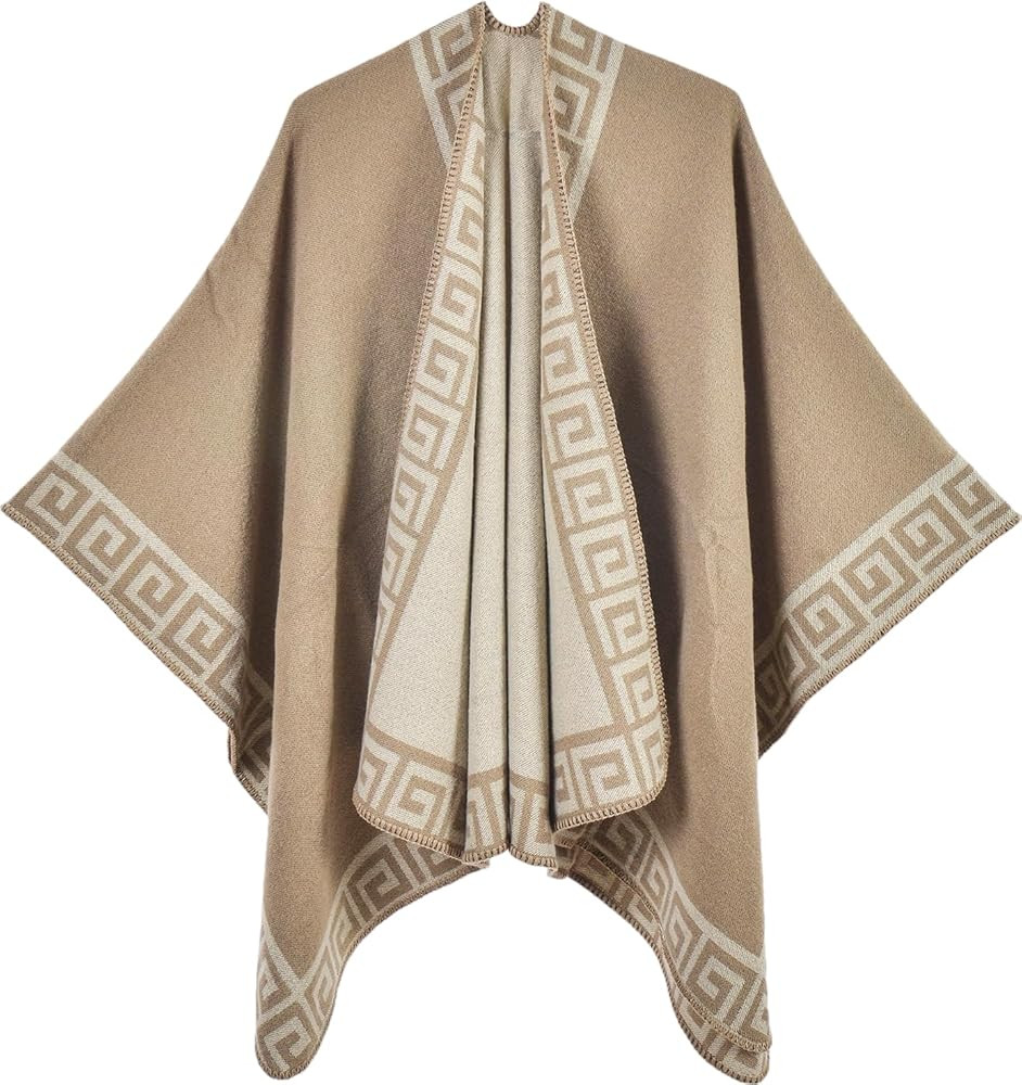 Women's Imitation Cashmere Scarf Shawl Reversible Thickened Split Cape Knitted Sweater Pashmina S... | Amazon (US)