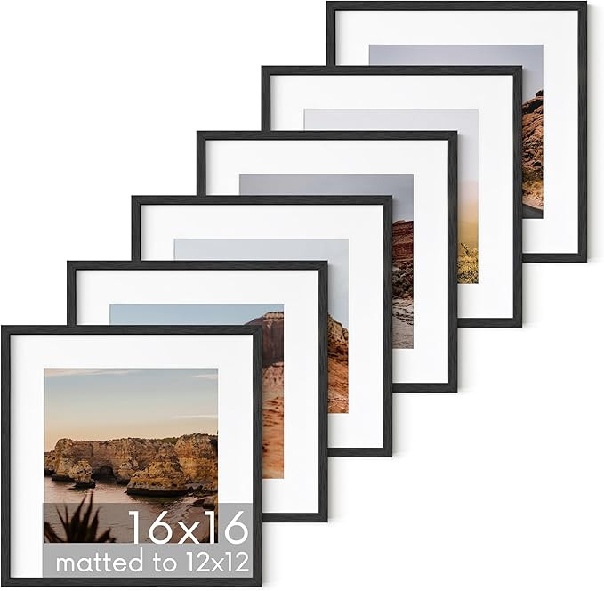HAUS AND HUES Solid Oak Wood 16”x16” Picture Frames Matted to 12”x12” Set of 6-16x16 Squa... | Amazon (US)