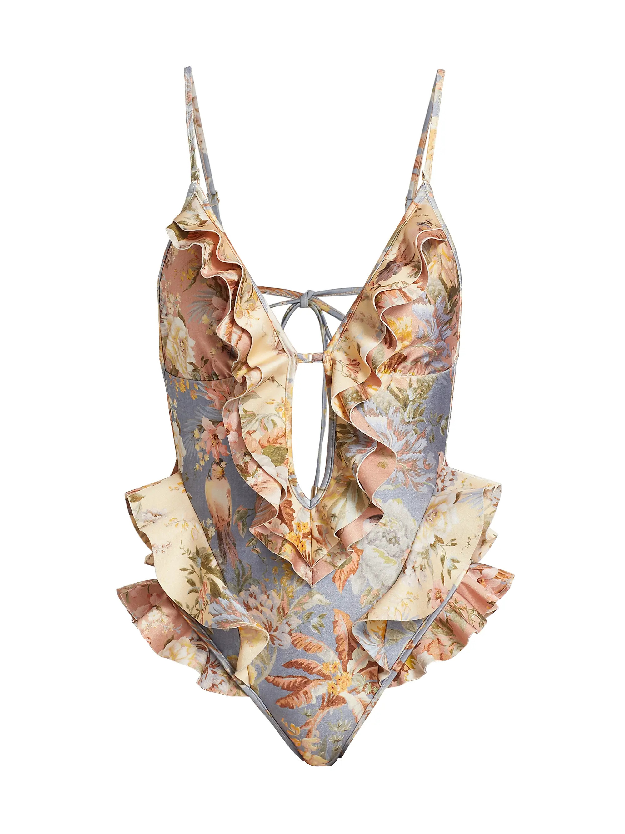 Tallow Floral Ruffle One-Piece Swimsuit | Saks Fifth Avenue
