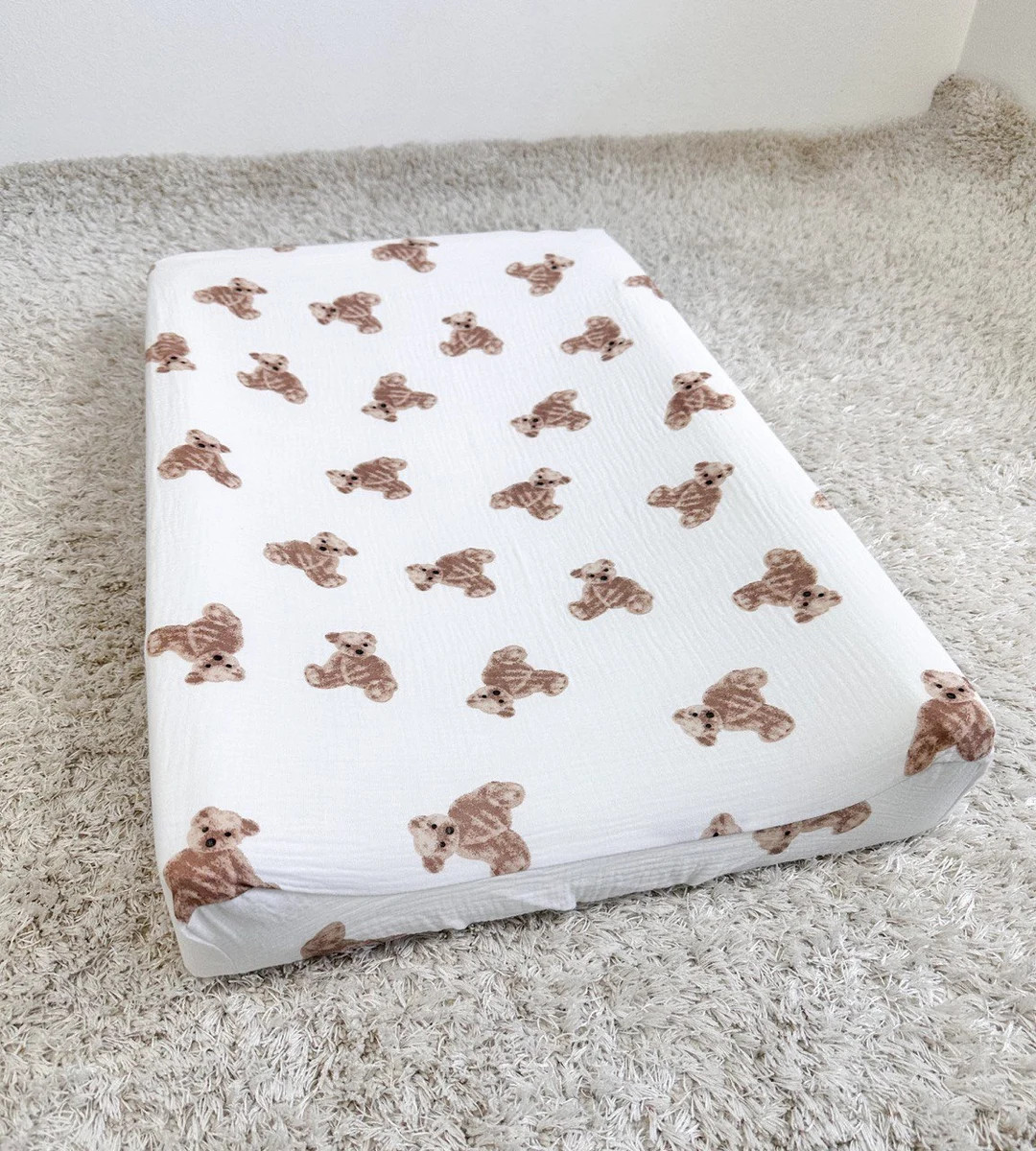 Organic Muslin Changing Pad Cover: IKEA VADRA, Teddy Bear Print | Etsy (US)