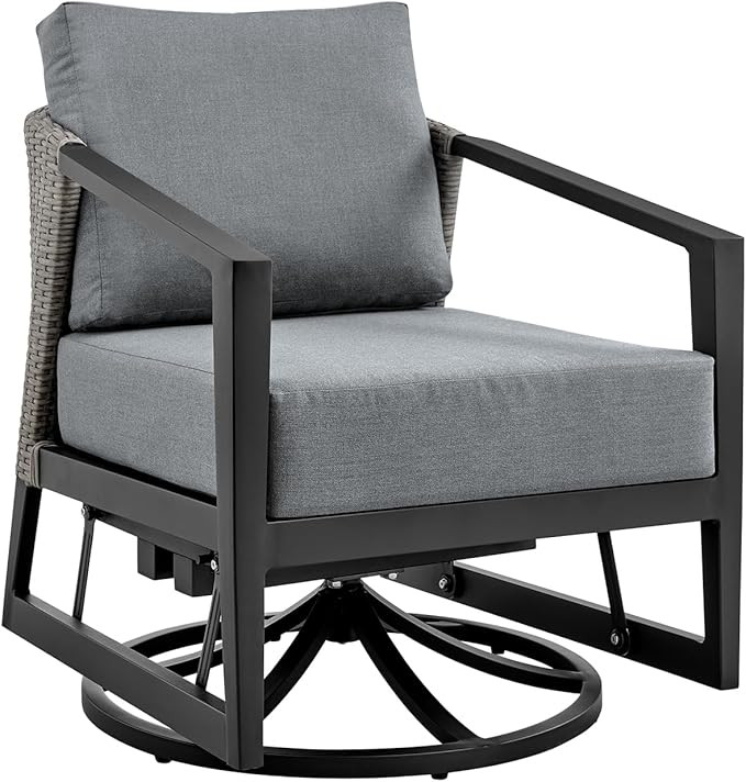 Armen Living Aileen Outdoor Patio Swivel Lounge Chair, Standard, Black | Amazon (US)