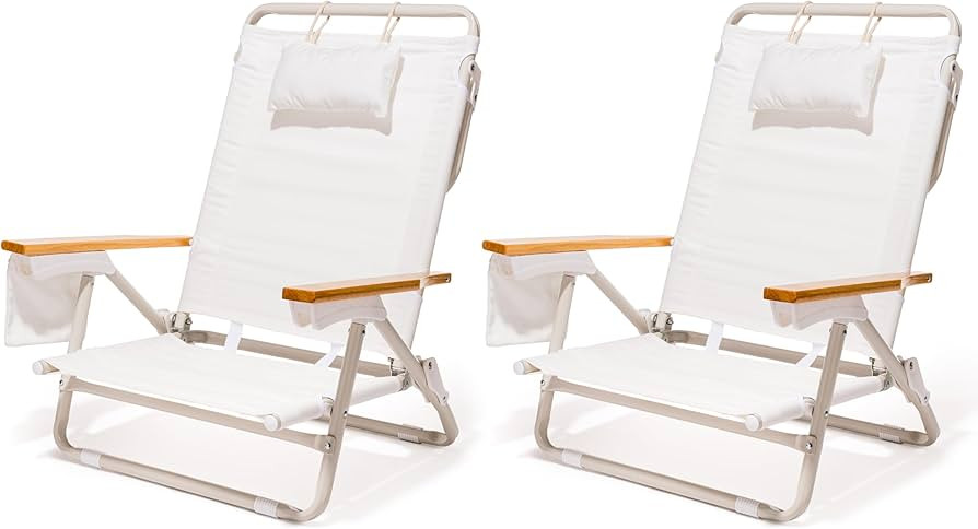 Business & Pleasure Co. Holiday Tommy Chairs - Reclining Backpack Beach Chairs - Antique White, 2... | Amazon (US)