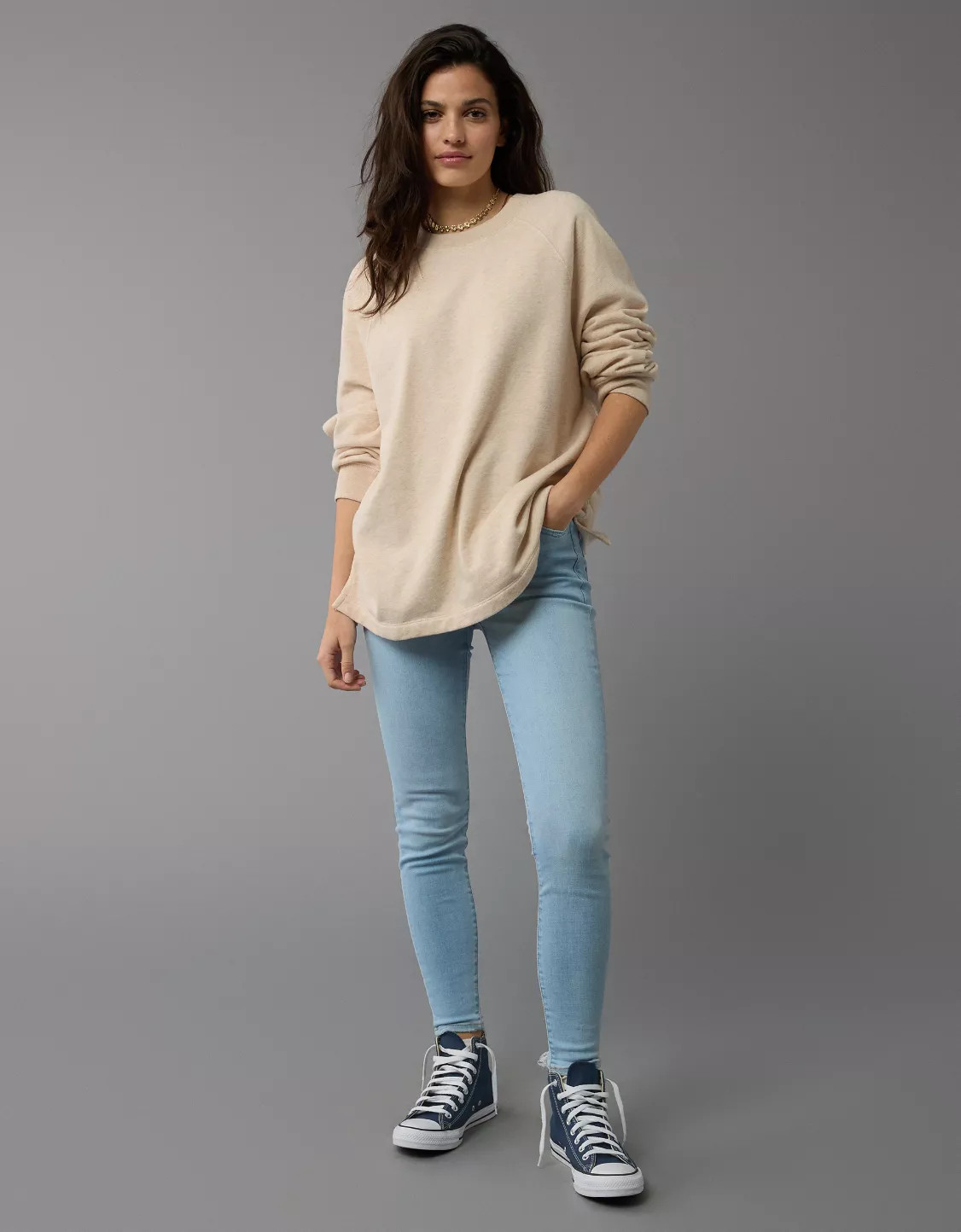 AE Oversized Crew Neck Sweatshirt | American Eagle Outfitters (US & CA)