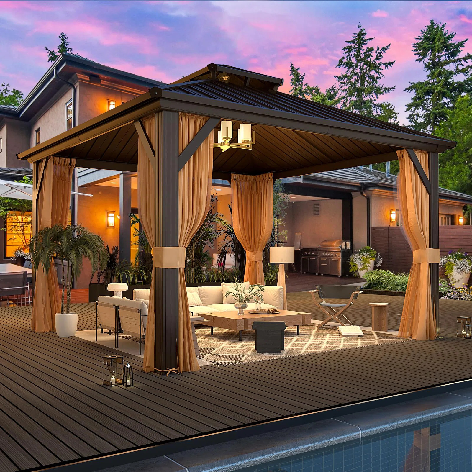 Outdoor Patio Gazebo, Hardtop Gazebo with Galvanized Steel Roof and Aluminum Frame | Wayfair North America