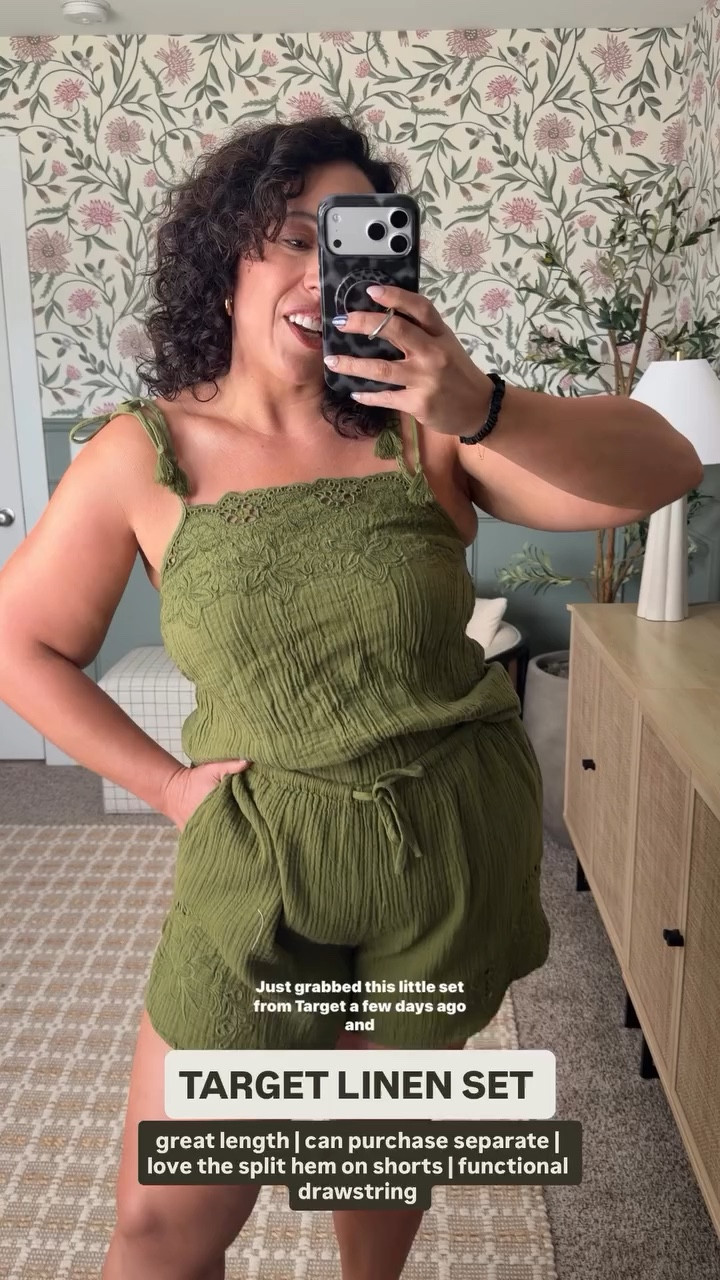 great length | can purchase separate | love the split hem on shorts | functional drawstring  TARGET LINEN SET size Large 

#LTKMidsize #LTKootd #LTKTravel