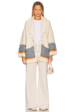 Tularosa Malena Chunky Fairisle Cardigan in Yellow & Blue Multi from Revolve.com | Revolve Clothing (Global)