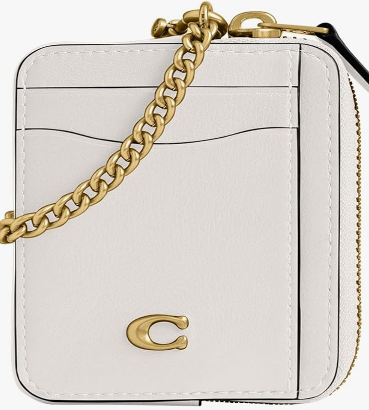 Coach Women's Essential Chain Card Case womens style finds wallet for cash and cards neutral leather minimal 

 
