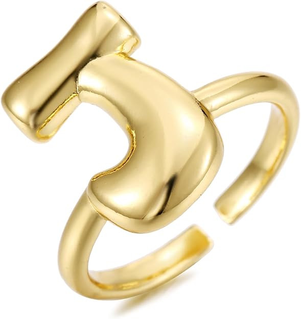 18K Gold Plated Initial Adjustable Ring for Women | Amazon (US)