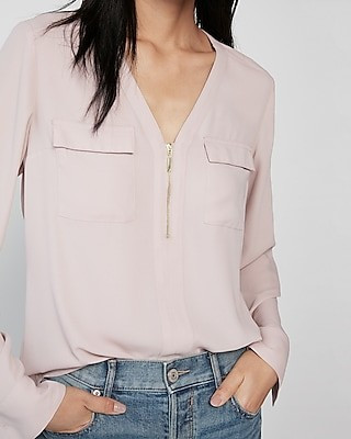 Two Pocket Zip Front Chelsea Shirt | Express