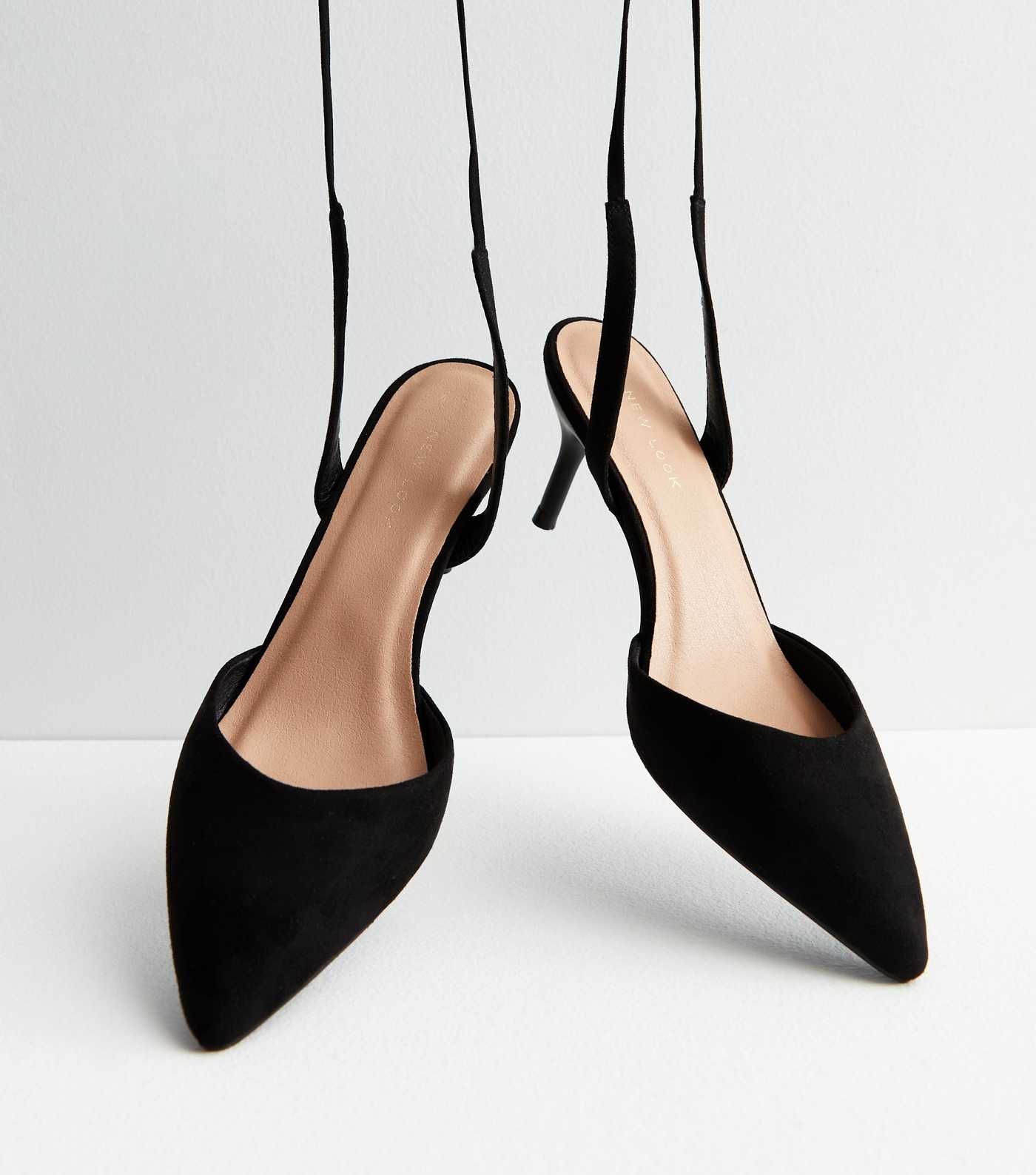 Black Suedette Ankle Tie Pointed Stiletto Heel Court Shoes
						
						Add to Saved Items
						... | New Look (UK)