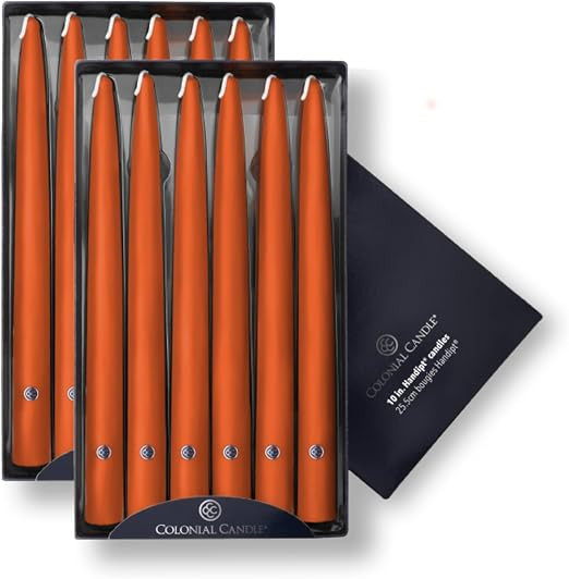 Colonial Candle Unscented Taper Candle, Handipt Collection, Pumpkin, 10 in, Pack of 12 - Up to 8 ... | Amazon (US)