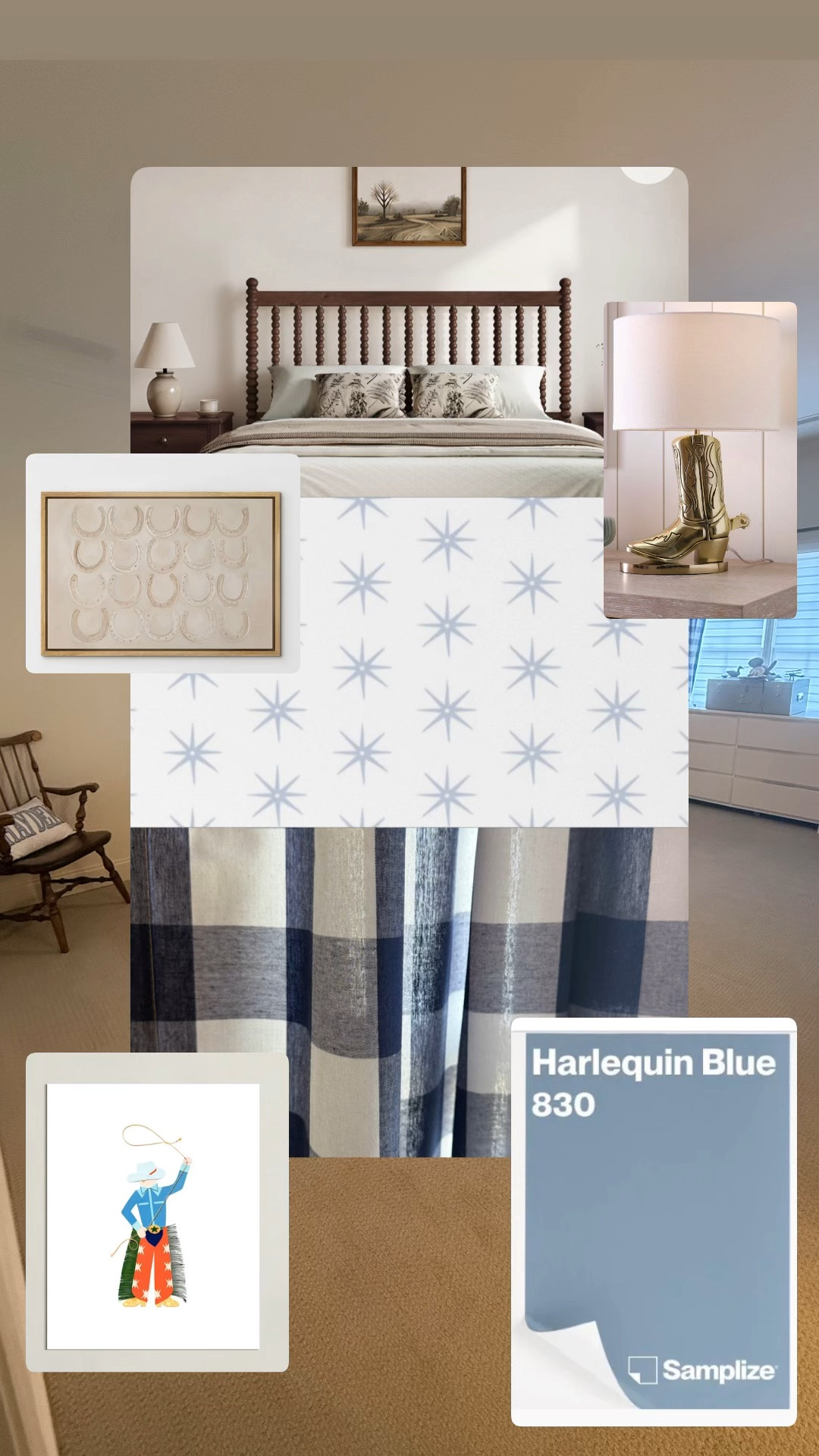 Hayden’s room is under construction 🚧 

Little boy room inspo loading! 

He wanted blues with a touch of “cowboy”, so having fun with some fun colors and elements! 

Trim color and wallpaper going in next week but love that the wallpaper can be turned into bedding, pillows, curtains you name it!

#LTKmomlife #LTKKids #LTKHome