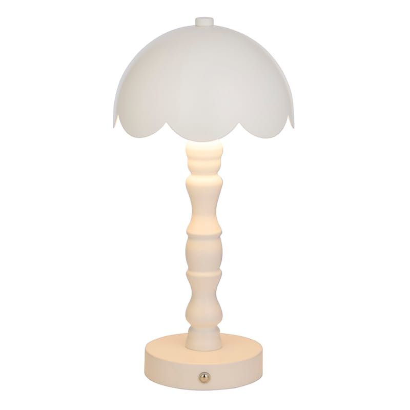 White Scallop Rechargable Table Lamp, 12" | At Home