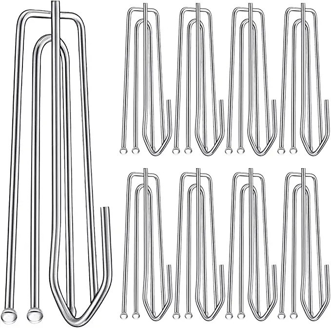 60PCS Stainless Steel Curtain Pleat Hooks Drapery Hook and Pin for Pleated Drapes 4 Prongs Pinch ... | Amazon (US)